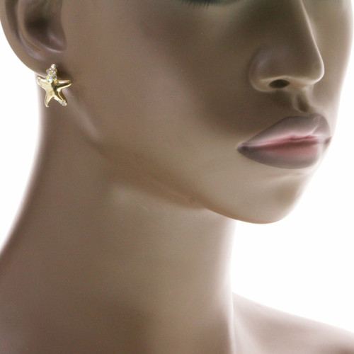 Rhinestone accented star shaped stud earrings E5954B