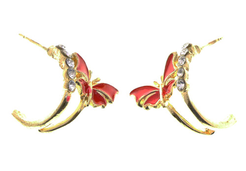 Silver and gold tone butterfly ring earrings E5958B
