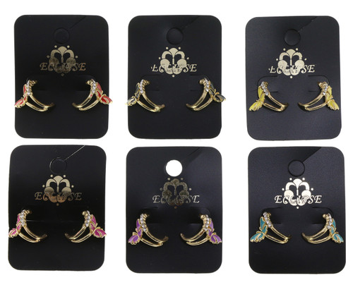 Silver and gold tone butterfly ring earrings E5958B