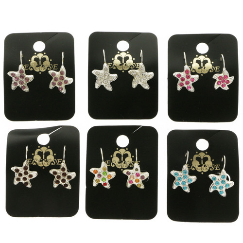 Starfish Dangle-Earrings With Crystal Accents Dual-Tone & Multi-Color 12 Per Package E5960C