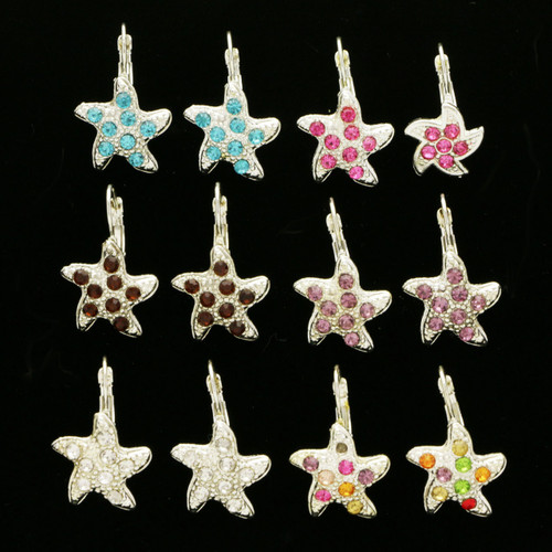 Starfish Dangle-Earrings With Crystal Accents Dual-Tone & Multi-Color 12 Per Package E5960C