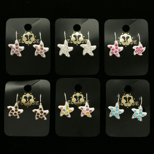 Starfish Dangle-Earrings With Crystal Accents Dual-Tone & Multi-Color 12 Per Package E5960C