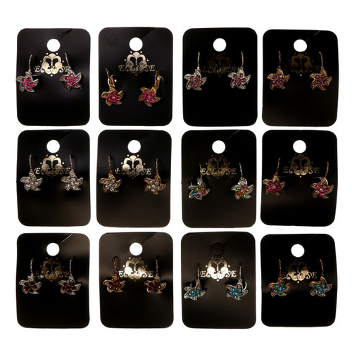 Starfish Dangle-Earrings With Crystal Accents Dual-Tone & Multi-Color 12 Per Package E5960C