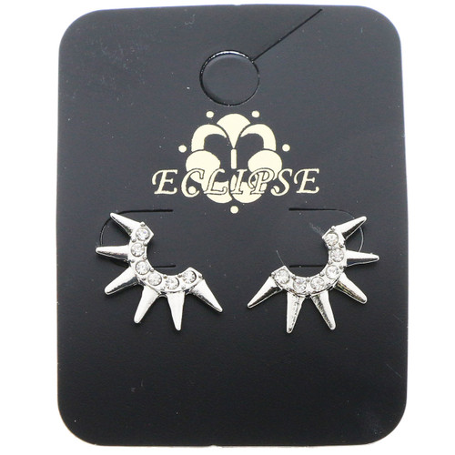 Spike Stud-Earrings With Crystal Accents  Dual-Tone 12 Per Package E60B