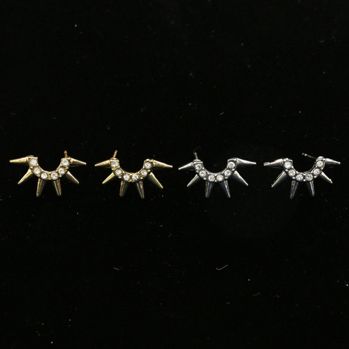 Spike Stud-Earrings With Crystal Accents  Dual-Tone 12 Per Package E60B