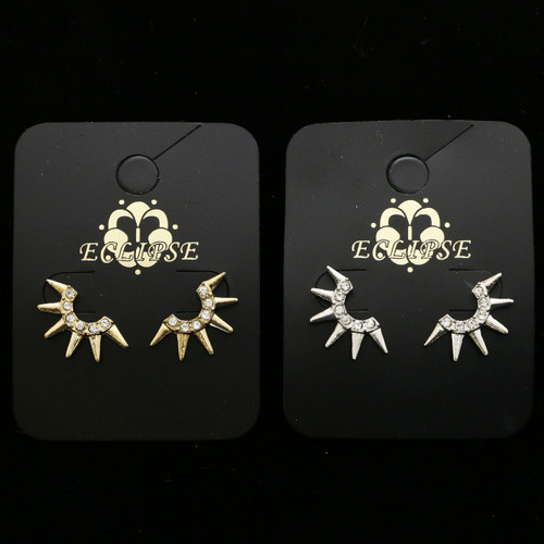 Spike Stud-Earrings With Crystal Accents  Dual-Tone 12 Per Package E60B