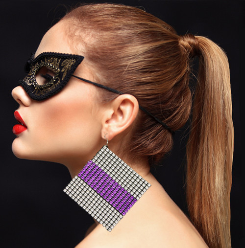 Assorted-Color & Silver-Tone Fabric Dangle-Earrings 12 Per Package E689C