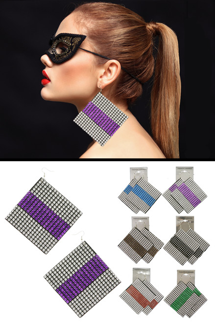 Assorted-Color & Silver-Tone Fabric Dangle-Earrings 12 Per Package E689C Assorted-Color & Silver-Tone Fabric Dangle-Earrings 12 Per Package E689C