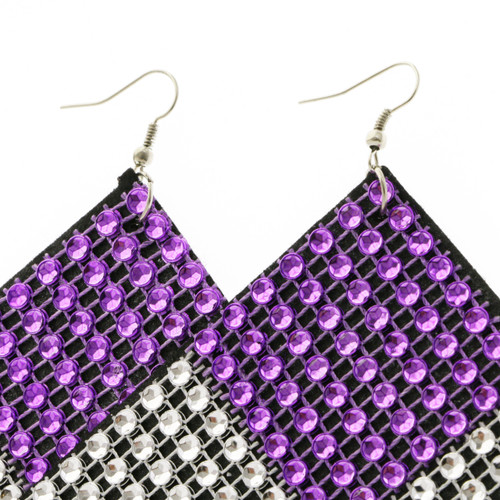 Assorted-Color & Silver-Tone Fabric Dangle-Earrings 12 Per Package E690C