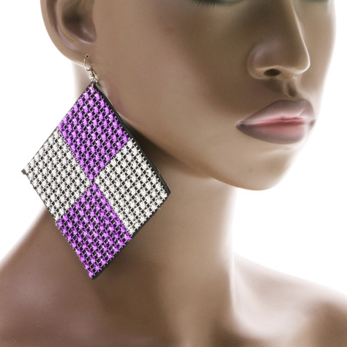 Assorted-Color & Silver-Tone Fabric Dangle-Earrings 12 Per Package E690C