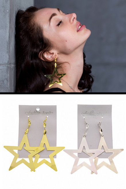 Star Dangle-Earrings Dual-Tone 12 Per Package E699B Star Dangle-Earrings Dual-Tone 12 Per Package E699B