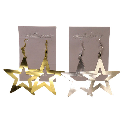 Star Dangle-Earrings Dual-Tone 12 Per Package E699B