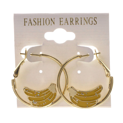 Bananas Hoop-Earrings Gold-Tone & Yellow 12 Per Package E7