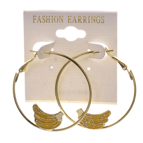 Bananas Hoop-Earrings Gold-Tone & Yellow 12 Per Package E7