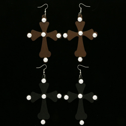 Spike Cross Dangle-Earrings Multi-Color & Silver-Tone 12 Per Package E7010C