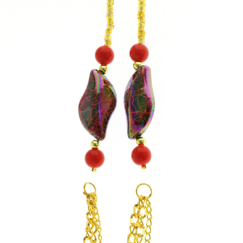 Bead and chain earrings E7031GR