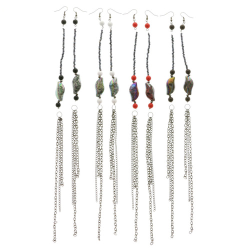 Bead and chain earrings E7031GR