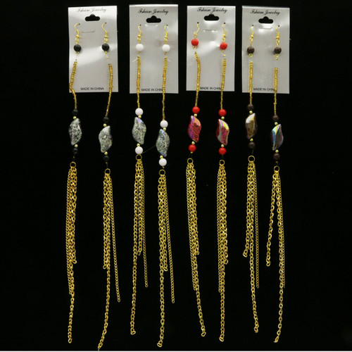 Bead and chain earrings E7031GR