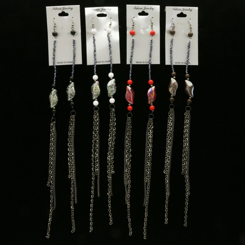 Bead and chain earrings E7031GR