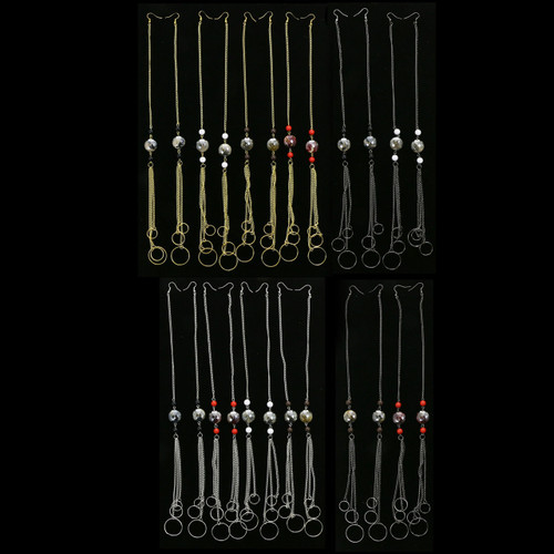 Tri-Tone & Multi-Color Metal Dangle-Earrings With Tassel Accents 12 Per Package E7032GR