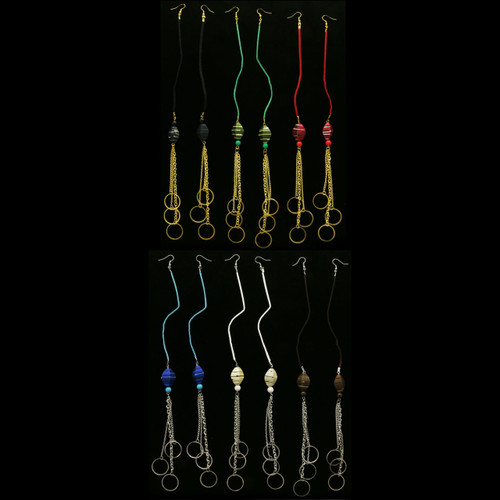 Multi-Color & Dual-Tone Metal Dangle-Earrings With Tassel Accents 12 Per Package E7035C