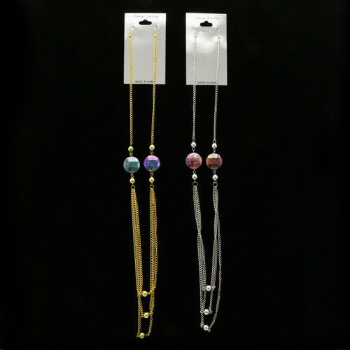 Dual-Tone & Multi-Color Metal Necklace-Earrings 12 Per Package E7043BC