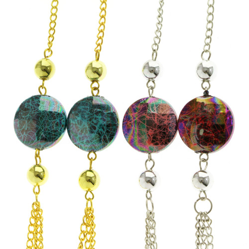 Dual-Tone & Multi-Color Metal Necklace-Earrings 12 Per Package E7043BC