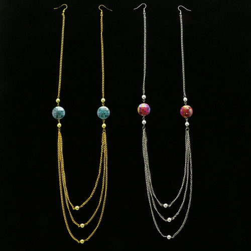 Dual-Tone & Multi-Color Metal Necklace-Earrings 12 Per Package E7043BC