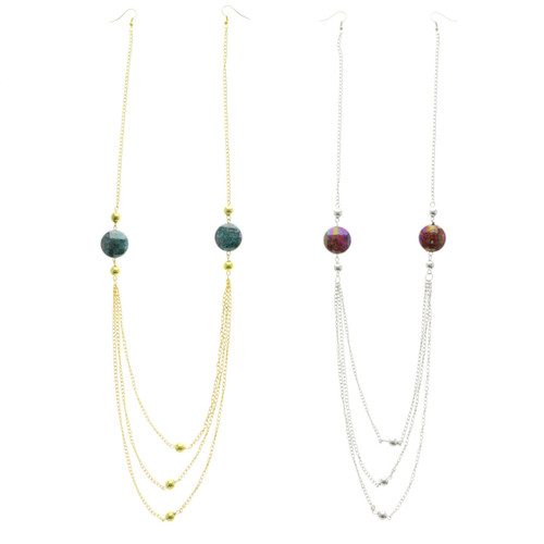 Dual-Tone & Multi-Color Metal Necklace-Earrings 12 Per Package E7043BC