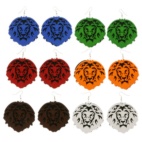 Lion Layered Dangle-Earrings Multi-Color & Black 12 Per Package E7069C