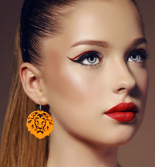 Lion Layered Dangle-Earrings Multi-Color & Black 12 Per Package E7069C