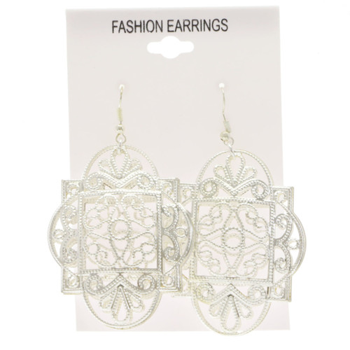 Silver-Tone Metal Dangle-Earrings 12 Per Package E76A