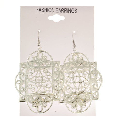 Silver-Tone Metal Dangle-Earrings 12 Per Package E76A