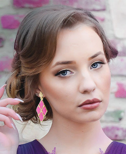 Diamond Shape Dangle-Earrings Multi-Color & Gold-Tone 12 Per Package E76C