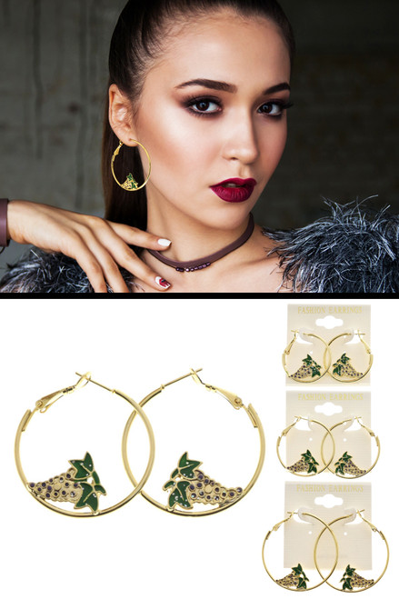 Grapes Hoop-Earrings Gold-Tone & Green 12 Per Package E8 Grapes Hoop-Earrings Gold-Tone & Green 12 Per Package E8