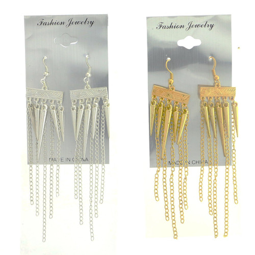 Gold-Tone & Silver-Tone Metal Dangle-Earrings 12 Per Package E8015B