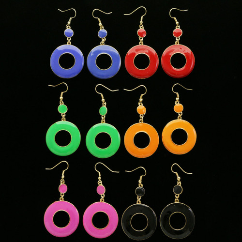 Multi-Color & Gold-Tone Metal Dangle-Earrings 12 Per Package E87C