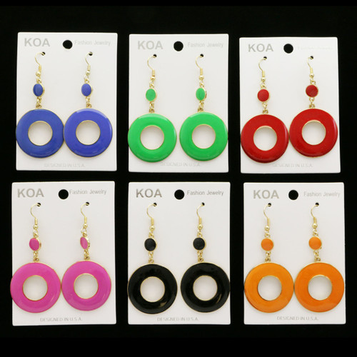 Multi-Color & Gold-Tone Metal Dangle-Earrings 12 Per Package E87C