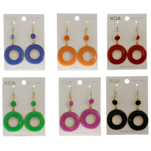 Multi-Color & Gold-Tone Metal Dangle-Earrings 12 Per Package E87C