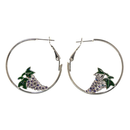 Grapes Hoop-Earrings Silver-Tone & Green 12 Per Package E8A