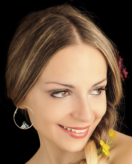 Grapes Hoop-Earrings Silver-Tone & Green 12 Per Package E8A