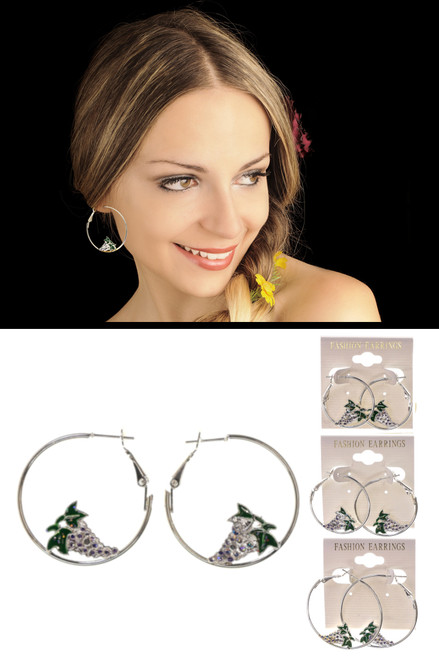 Grapes Hoop-Earrings Silver-Tone & Green 12 Per Package E8A Grapes Hoop-Earrings Silver-Tone & Green 12 Per Package E8A