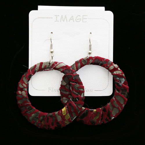 Multi-Color & Silver-Tone Fabric Dangle-Earrings 12 Per Package E9119