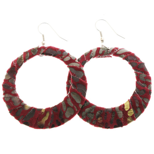 Multi-Color & Silver-Tone Fabric Dangle-Earrings 12 Per Package E9119