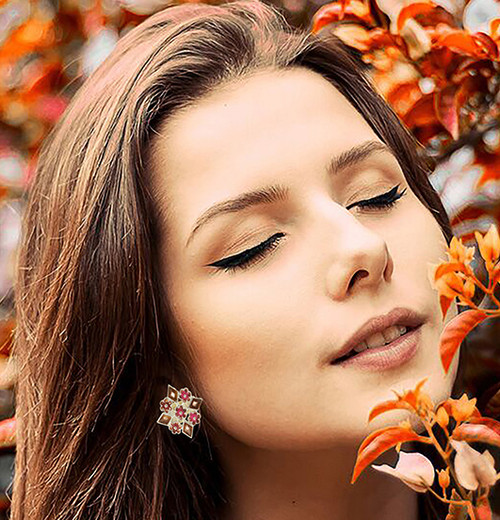 Flower Clip-on-Earrings Assorted-Color & Silver-Tone 12 Per Package C1225C