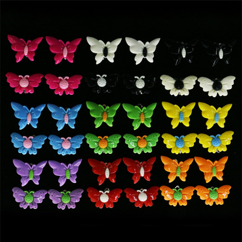 Butterfly Clip-on-Earrings Assorted-Color 12 Per Package C1474C