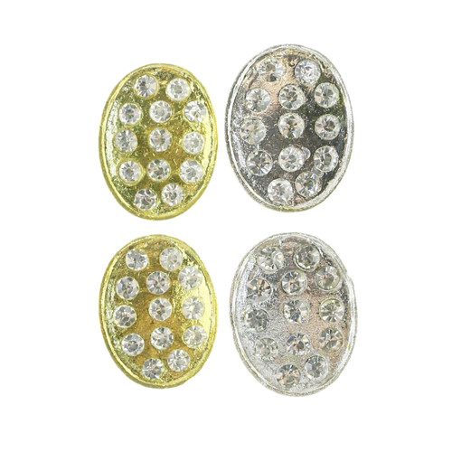 Dual-Tone Metal Clip-on-Earrings With Crystal Accents 12 Per Package C152B