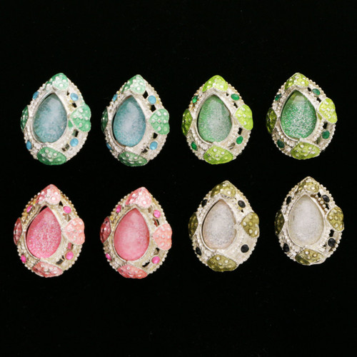 Assorted-Color & Silver-Tone Metal Clip-on-Earrings With Crystal Accents 12 Per Package C2237C