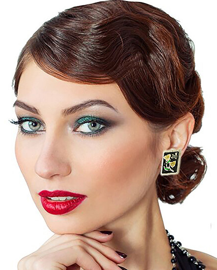 Flower Clip-on-Earrings Assorted-Color & Silver-Tone 12 Per Package C2241C