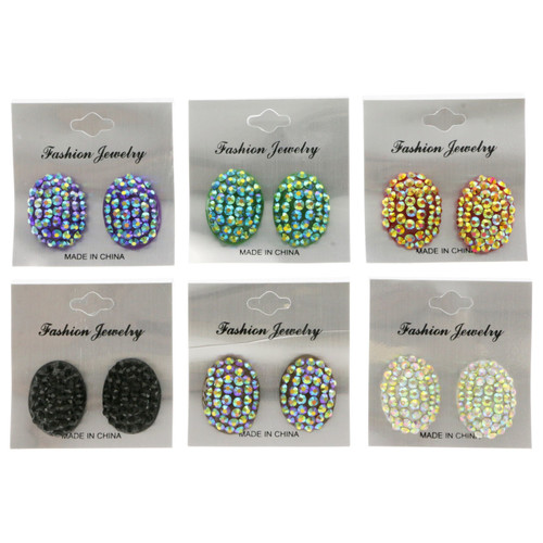 AB Finish Clip-on-Earrings Assorted-Color 12 Per Package C579C